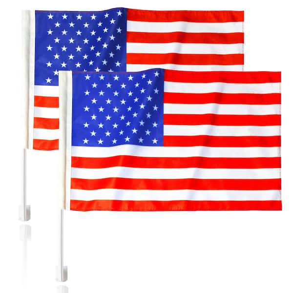 ANLEY American Car Window Flags 19 in. x 11 in. Clip onto Car Window USA Car Decoration Flag Show Off Patriotic Love (2-Piece)