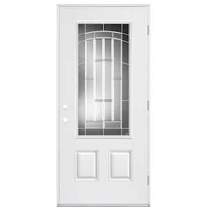 36 in. x 96 in. Hollister Left-Hand/Inswing 3/4-Lite Clear Primed Smooth Fiberglass Prehend Front Door without Brickmold