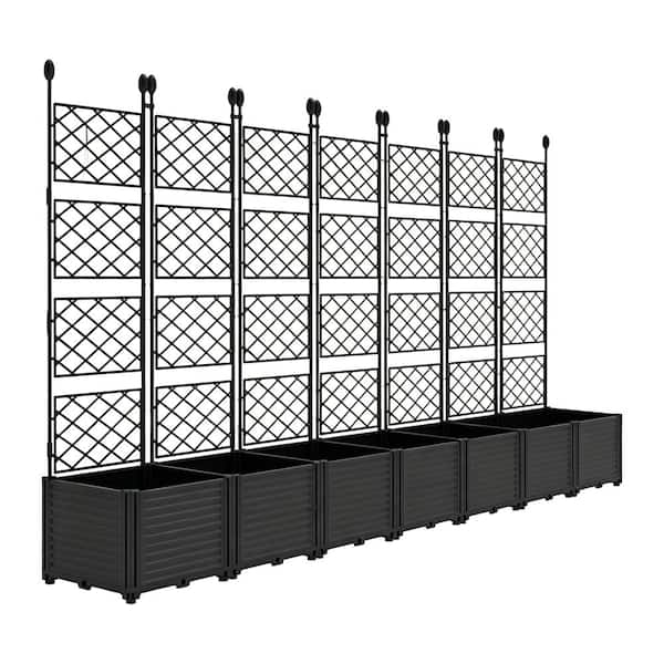 114" PP Raised Planter Box with upgrade Trellis&Privacy Screen,Vertical Garden Planter for Outdoor Patio Balcony