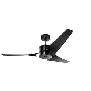 Motu 60 in. Indoor Satin Black Downrod Mount Ceiling Fan with Wall Control