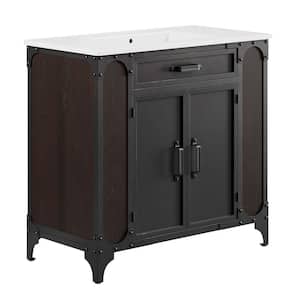 Steamforge 36 in. W x 18.5 in. D x 39.5 in. H Bath Vanity Cabinet without Top in White Black