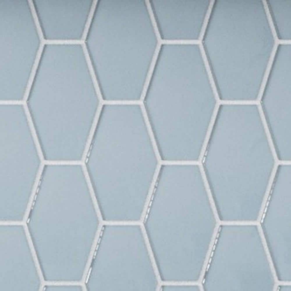 Long Hex 11 in. x 10.6 in. Aqua Blue Gloss Glass Mesh-Mounted Mosaic Tile (9.02 sq. ft./Case) price history on PriceWatchPro