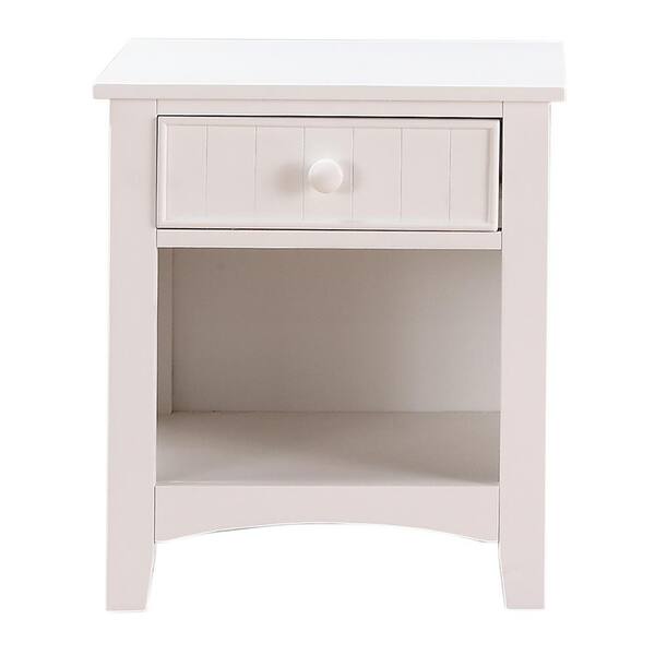 Benjara 1 Drawer White Wooden Nightstand With Bottom Open Shelf Bm171569 The Home Depot