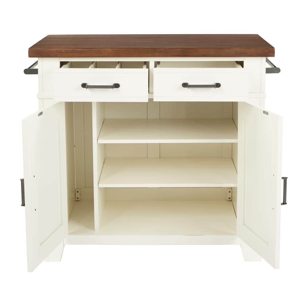 Urban Farmhouse 50'' White Kitchen Island with Vintage Oak Accents