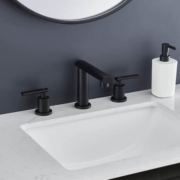 Staykiwi 8 in. Widespread Double Handle Bathroom Faucet in Matte Black