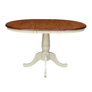 Almond and Espresso 36 in. x 36 in. x 48 in. Extension Laurel Pedestal Table