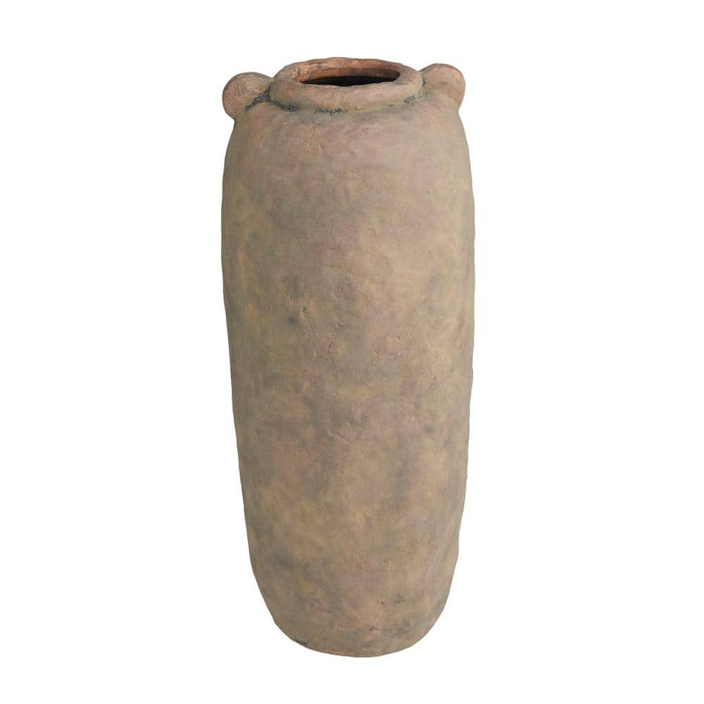 Litton Lane 21 in. Brown Distressed Terracotta Ceramic Decorative Vase