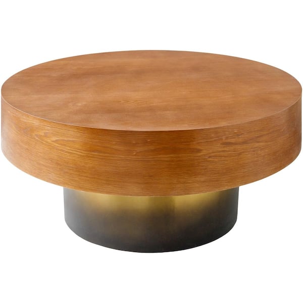 Livabliss Trayvon 16 in. Gold/Brown Rectangle Wood Coffee Table