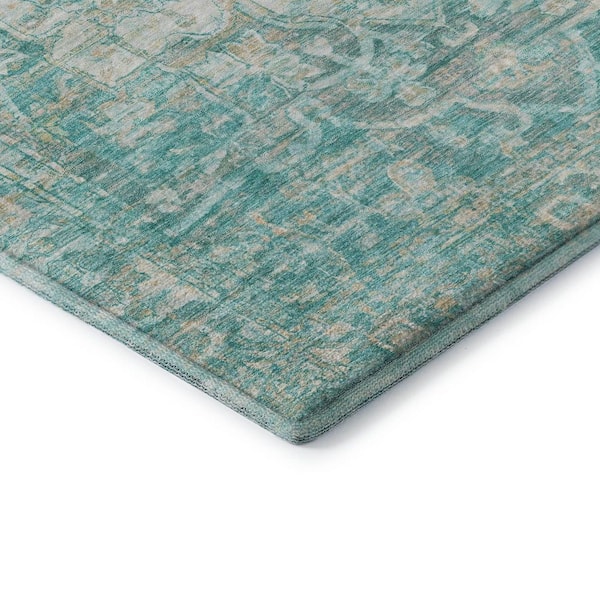 Mayfield Premium Machine Washable Abstract AMF1728 Teal 10 ft. x 14 ft. Area Rug