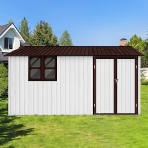 12 ft. W x 10 ft. D White Coffee Metal Shed with Window (120 sq. ft.)