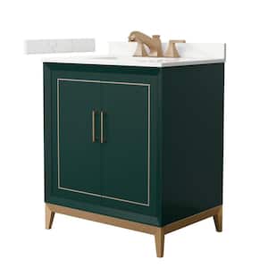 Marlena 30 in. W x 22 in. D x 35.25 in. H Single Bath Vanity in Green with Giotto Quartz Top