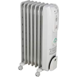 700-Watt Oil-Filled Radiator Space Heater with Thermostat, Overheat Protection and 2 Heat Settings in White