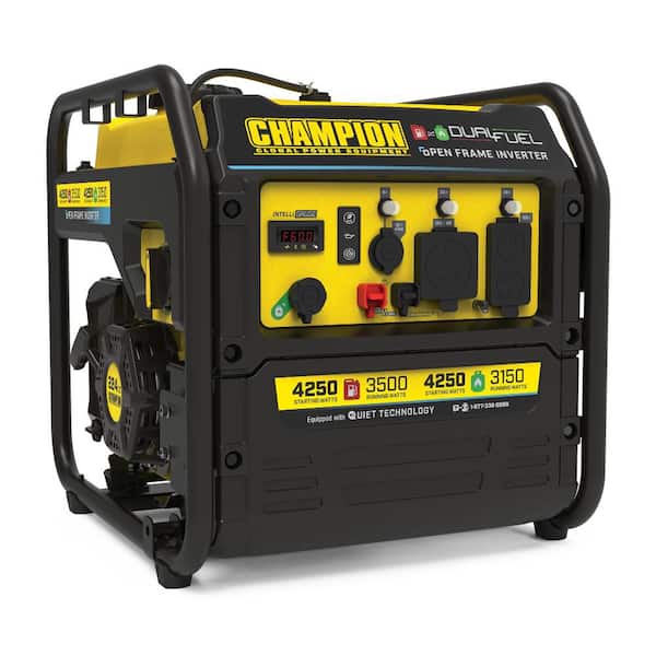 Champion Power Equipment 4250W Recoil Start Dual Fuel RV Ready Portable Open Frame Inverter Generator with Quiet Technology