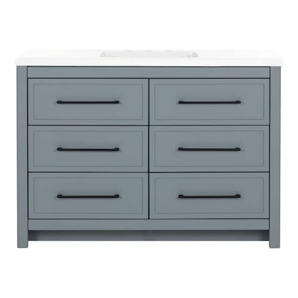 Hailey 49 in. Single Sink Laguna Blue Bath Vanity with White Cultured Marble Top (Assembled)