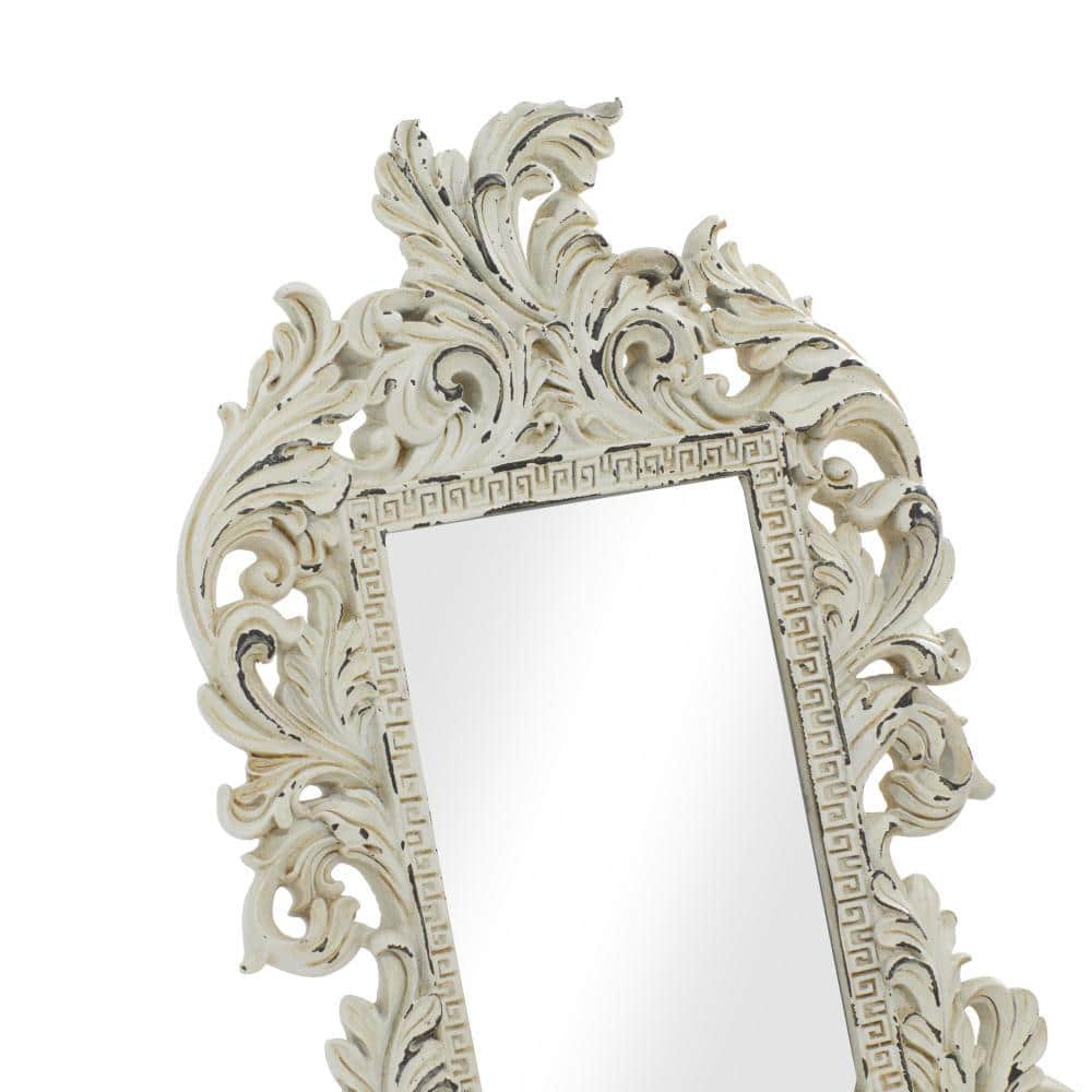 Distressed White Polystone Scrollwork Photo Frames Set of 3