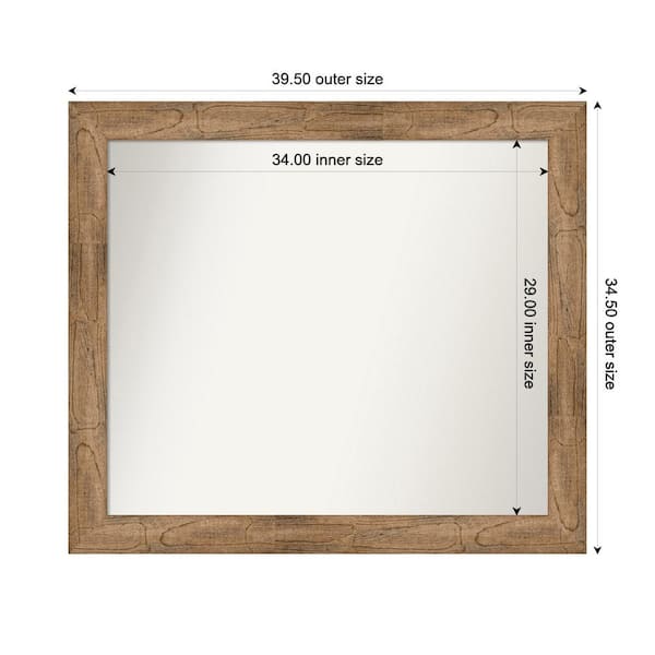 Amanti Art Owl Brown 39.5 in. W. x 34.5 in. Custom Non-Beveled Wood Framed Bathroom Vanity Wall Mirror