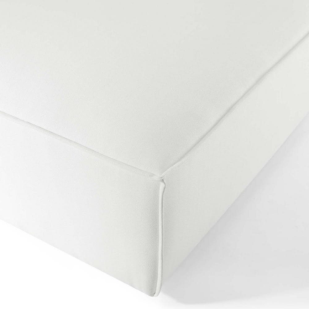 White Polyester Upholstered Round Ottoman