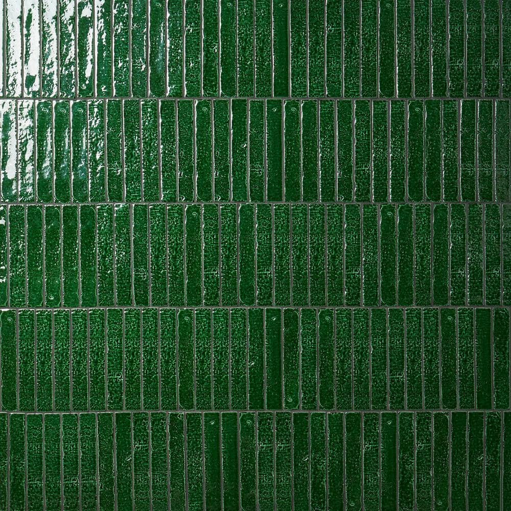 Emerald Green Crackled Ceramic Subway Wall Tile