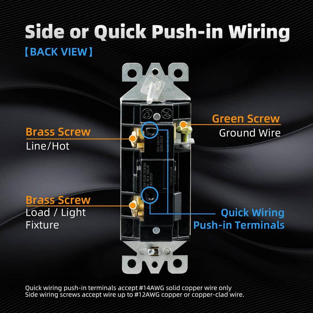 White Matte Single Pole Rocker Light Switch Set with Thermoplastic Wall Plate