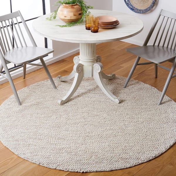 Natura 8 ft. x 8 ft. Beige/Ivory Uniform Marle Round Area Rug