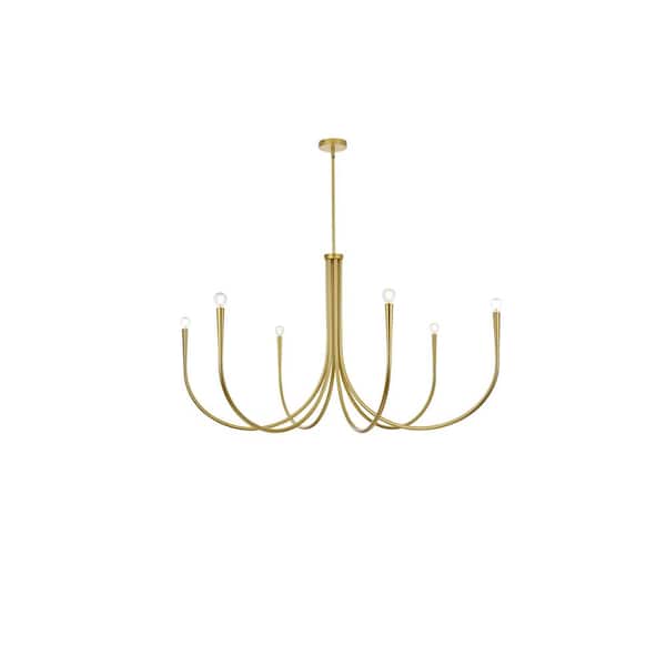 Unbranded 55 in. Home Living 6-Light Brass Chandelier with no Bulbs Included