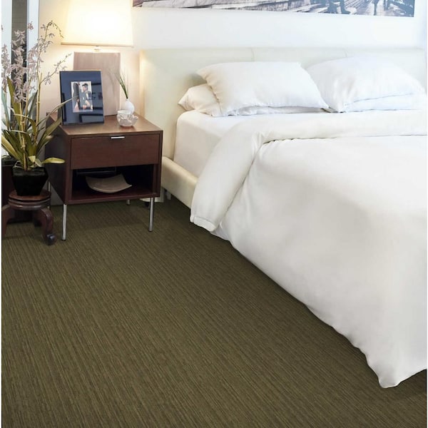 Supreme Olive Green 13.9 ft. 71 oz. Wool Texture Installed Carpet