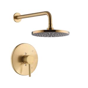 Kree Single Handle 1-Spray Shower Faucet 1.8 GPM with Pressure Balance, Anti Scald in Brushed Gold (Valve Included)