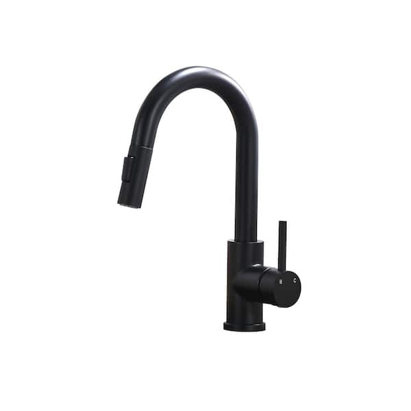 Satico Single Handle Pull Out Sprayer Kitchen Faucet with Dual Function Spray Head Deckplate not Included in Black