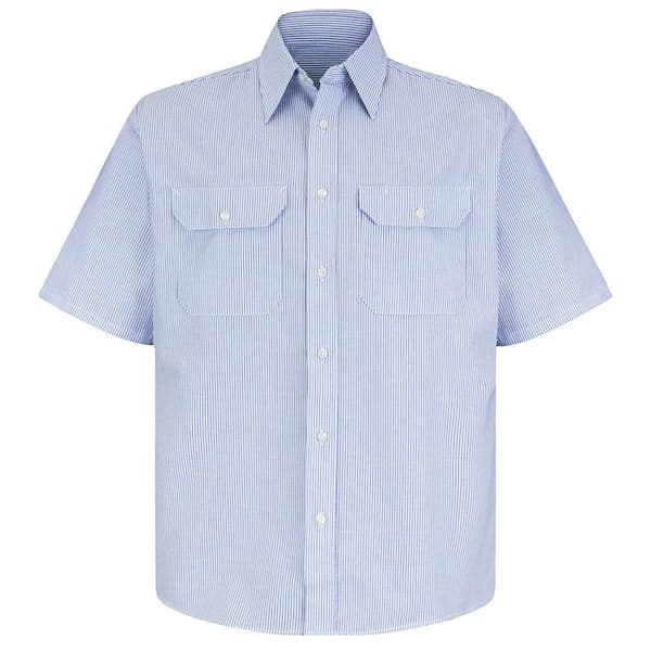 Red Kap Men's Size L (Tall) White/Blue Pin Stripe Deluxe Denim Shirt ...
