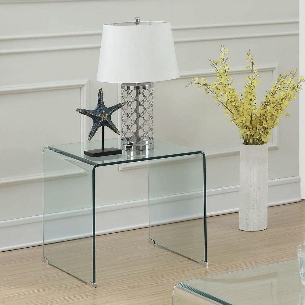 Clear Acrylic Square End Table with Curved Edges