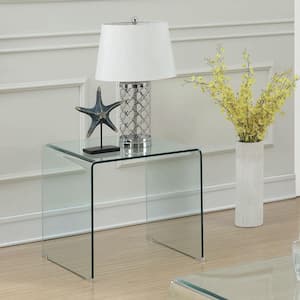 22 in. Clear Square Glass End Table