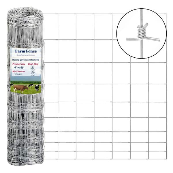 WRIGHTMASTER 4 ft. x 165 ft. 10-Gauge Galvanized Livestock Fence, Cattle Fence Panels, Pig Fence Panels, Grass Pasture Fence