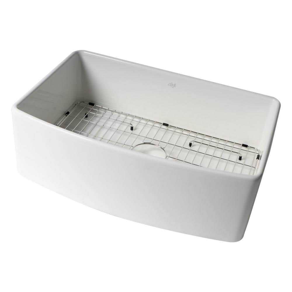 Alfi Brand ABFC3020-W 30'' L Flush Single Bowl Fireclay Kitchen Sink