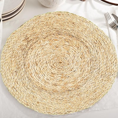 Rustic Natural Tan 15 in. Solid Round Organic Jute Placemat (Set of 2)