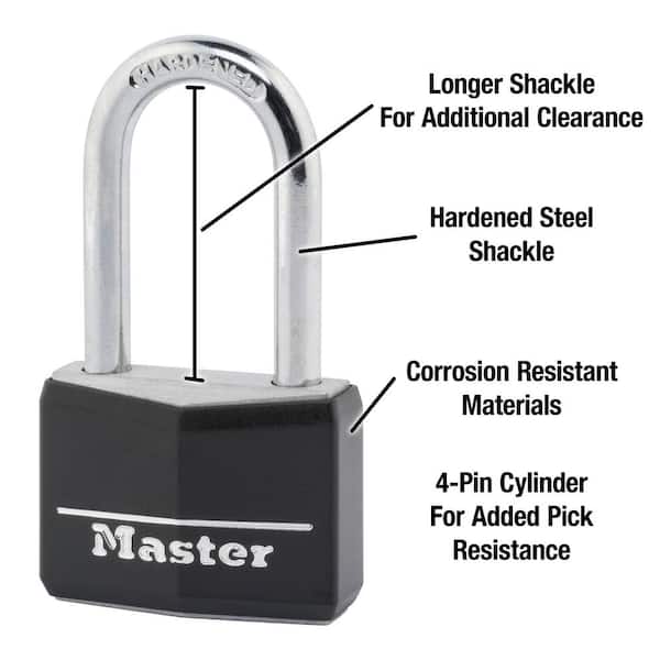 Master Lock - Lock with Key, 1-9/16 in. Wide, 1-1/2 in. Shackle