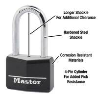 Lock with Key, 1-9/16 in. Wide, 1-1/2 in. Shackle