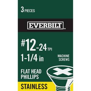 #12-24 x 1-1/4 in. Phillips Flat-Head Machine Screws (3-Pack)