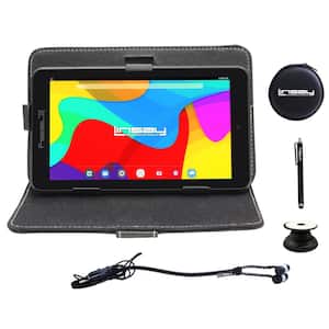 7 in. 2GB RAM 32GB Storage Android 12 Tablet with Black Leather Case, Earphones, Holder and Pen
