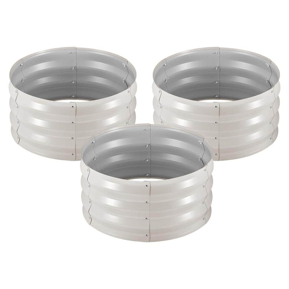 3-Pack Galvanized Raised Garden Beds, 2 ft. x 2 ft. x 1 ft., Round Planter Boxes, Beige price history on PriceWatchPro