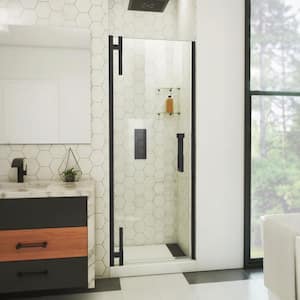 Ascend 30 in. W x 72 in. H Pivot Frameless Shower Door in Matte Black