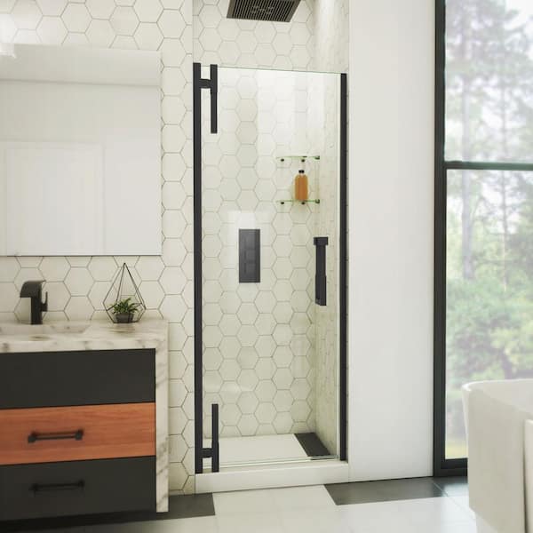 DreamLine Ascend 30 in. W x 72 in. H Pivot Frameless Shower Door in Matte Black