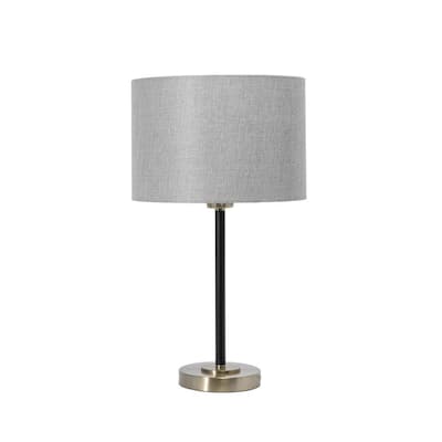 Regents Park Table & Floor Lamp with Metal Column Base & Black Shades NEW