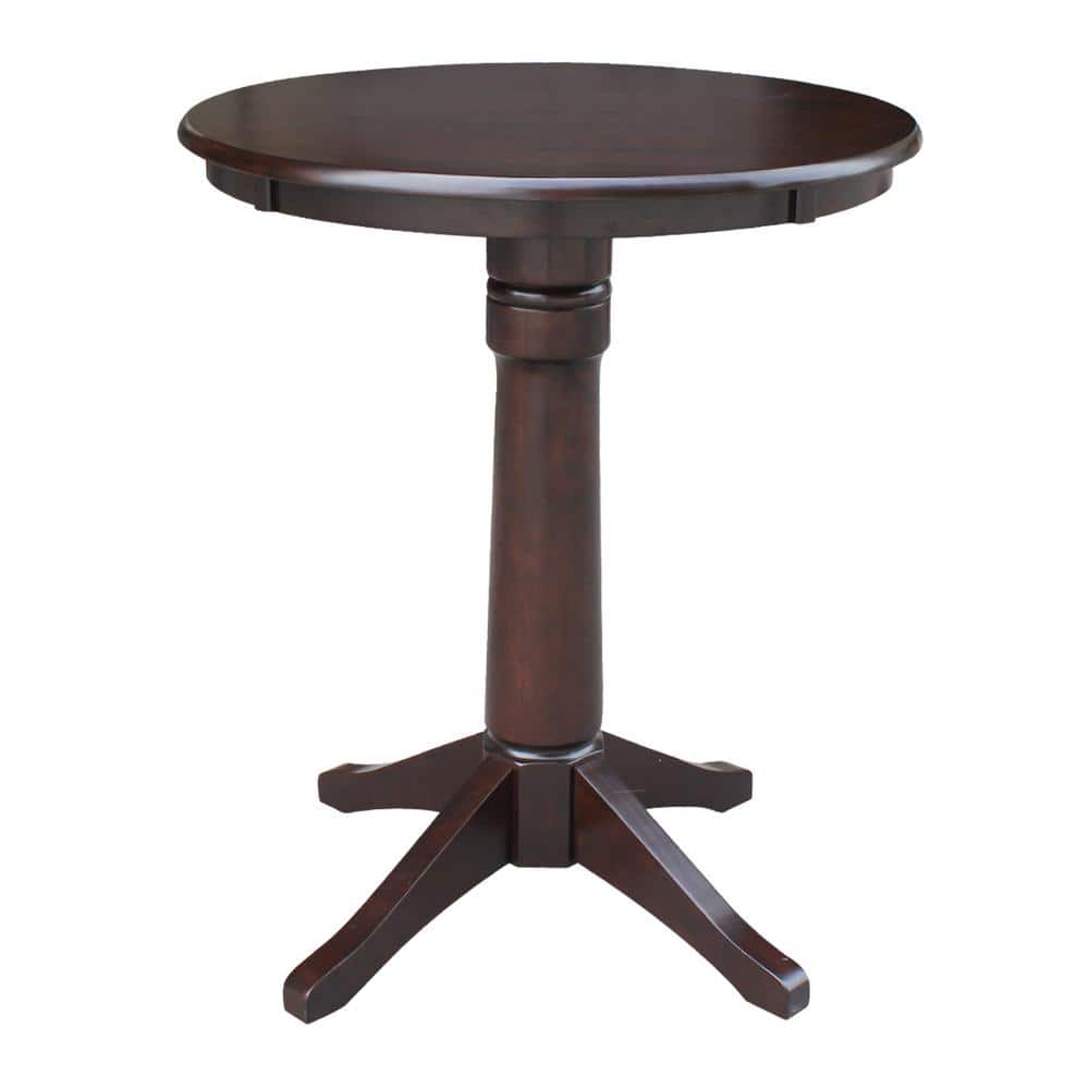 Elegant Mocha Wood Round Counter-Height Pedestal Table