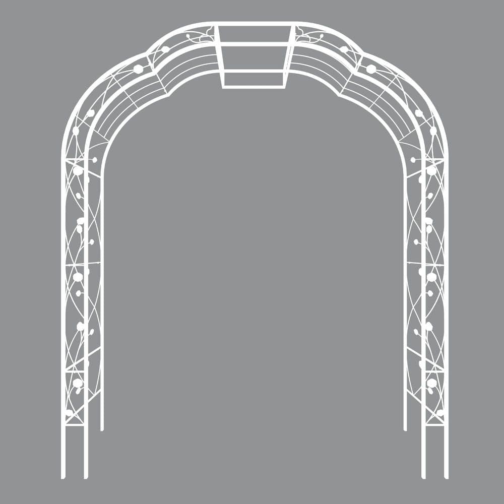 98.4 in. x 74.4 in. White Metal Garden Arch Arbor Metal Archway for Climbin