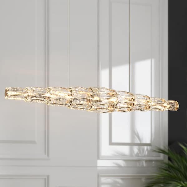 LNC Cryptography 1-Light Dimmable Integrated LED Plating Brass Crystal Chandelier for Dining Room