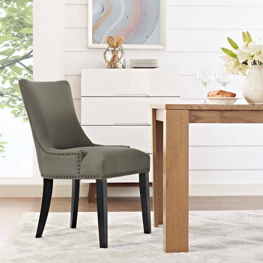 Granite Upholstered Parsons Side Chair with Wood Accents