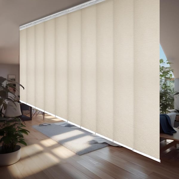 EMOH Macrame 120 in. - 218 in. W x 94 in. L Adjustable 10-Panel White Double Rail Panel Track with 23.5 in. Slates