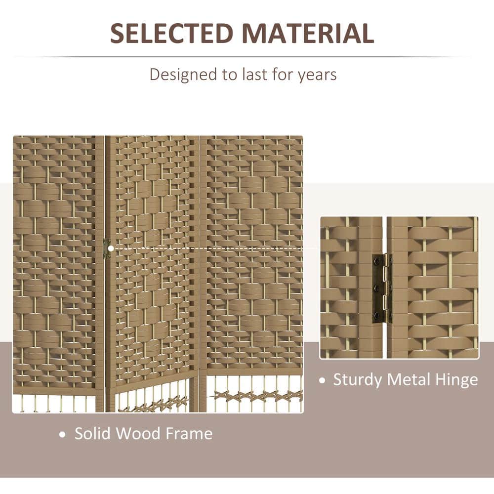 Natural Handwoven 4-Panel Folding Room Divider