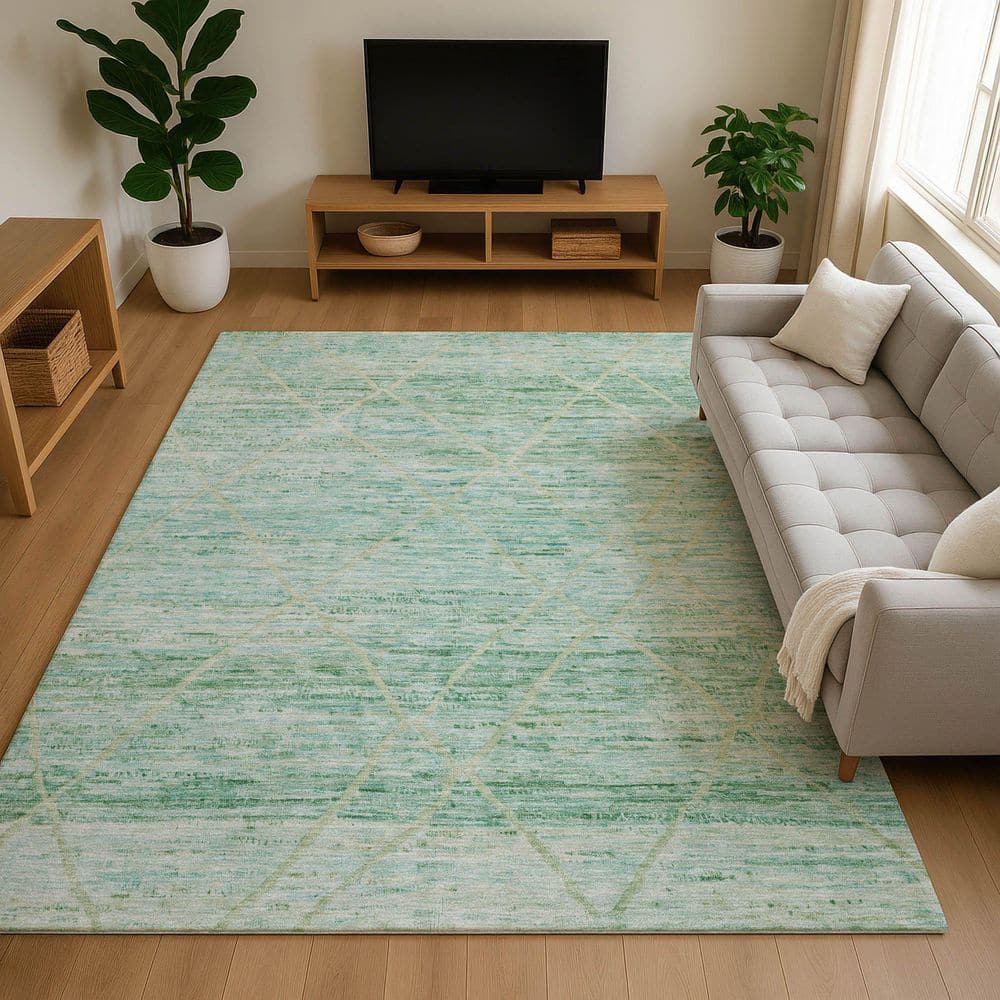 Mayfield Premium Machine Washable Abstract AMF1658 Aloe 3 ft. x 4 ft. Area Rug price history on PriceWatchPro