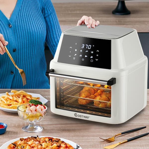  COSTWAY Air Fryer Oven, Air Toaster Oven with Roast, Dehydrate,  Bake, Broil, Grill, Oil-Less Oven with Temperature & Time Dial, Stainless  Steel Body, 4 dishwasher-safe Accessories & 20 Recipes, 1800W 